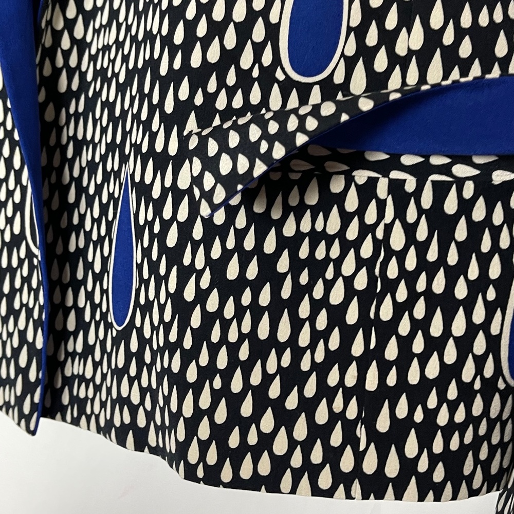 David Hayes Women's Jacket Size 6 Silk Blue Beige Silk Lining Vintage RARE!! - Picture 3 of 6
